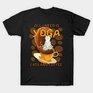 Kitty Coffee Meditating Cat T-Shirt